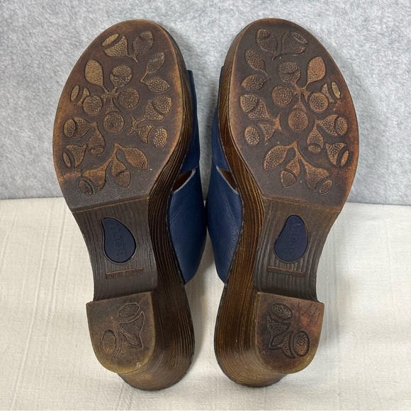 Born Crato High Heel Platform Slide Sandals-Blue Leather-Women Size 9 - Picture 8 of 11